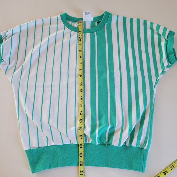 Vintage Aileen Turquoise and White Striped Sweater Shirt Top Size Small - Picture 7 of 7
